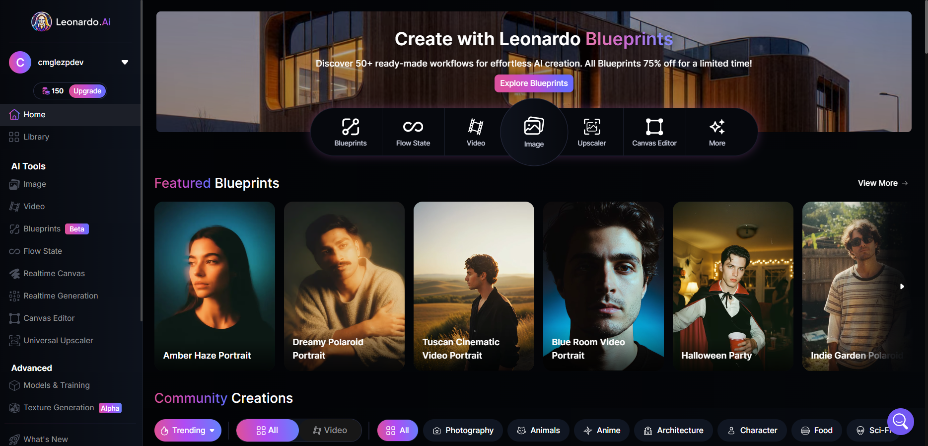 Interfaz de Leonardo.AI